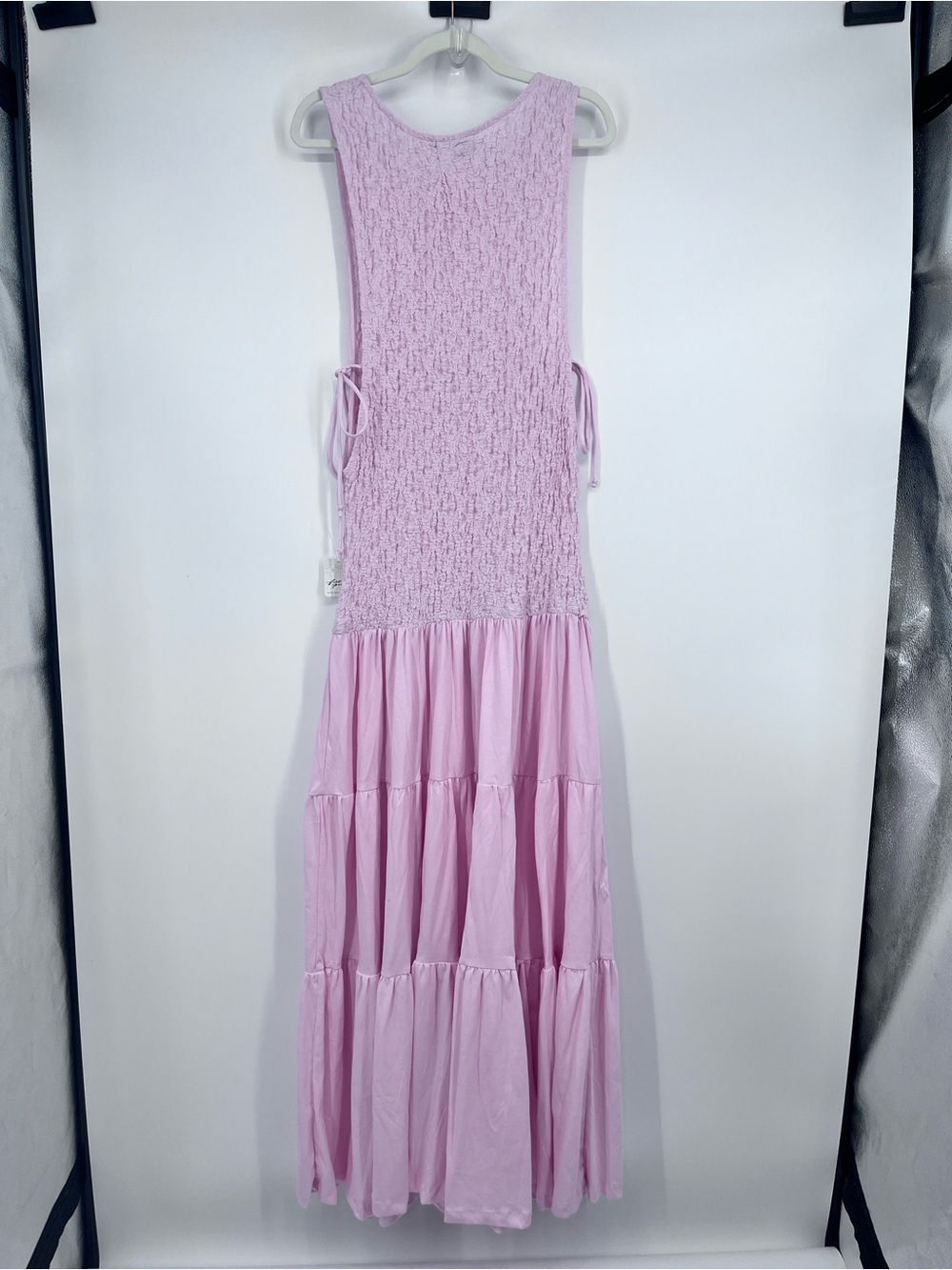 NWT Free People Sterling Maxi Dress XL Pink Chalk Smocked Tiered Boho Country - Picture 3 of 13